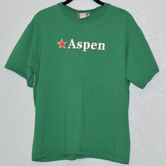 Tops - vintage 80s 90s green aspen t-shirt